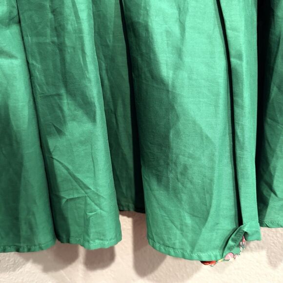 Boden Green Pink Floral Embroidered Midi Dress Sleeveless Fit & Flare Size 10 - Picture 11 of 15